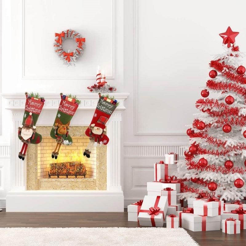 2024 New Year Xmas Big Stockings Set Decorations Christmas 3D Plush Big Sock Christmas Tree Pendant Decorating Supplies 2024 New Year Xmas Big Stockings Set Decorations Christmas 3D Plush Big Sock Christmas Tree Pendant Decorating Supplies